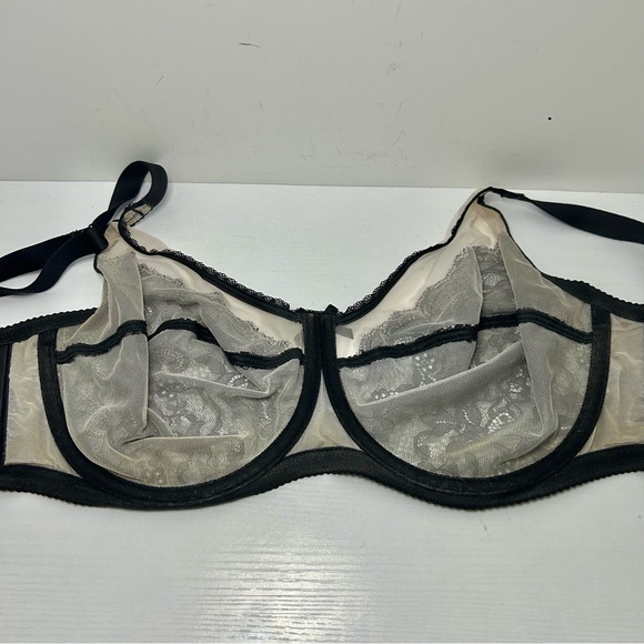 Wacoal Black & Cream Lace Underwire Adjustable Strap Bra 38DD - Picture 10 of 14